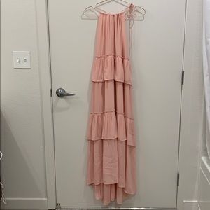 Loft Pink Halter Tiered Maxi Dress